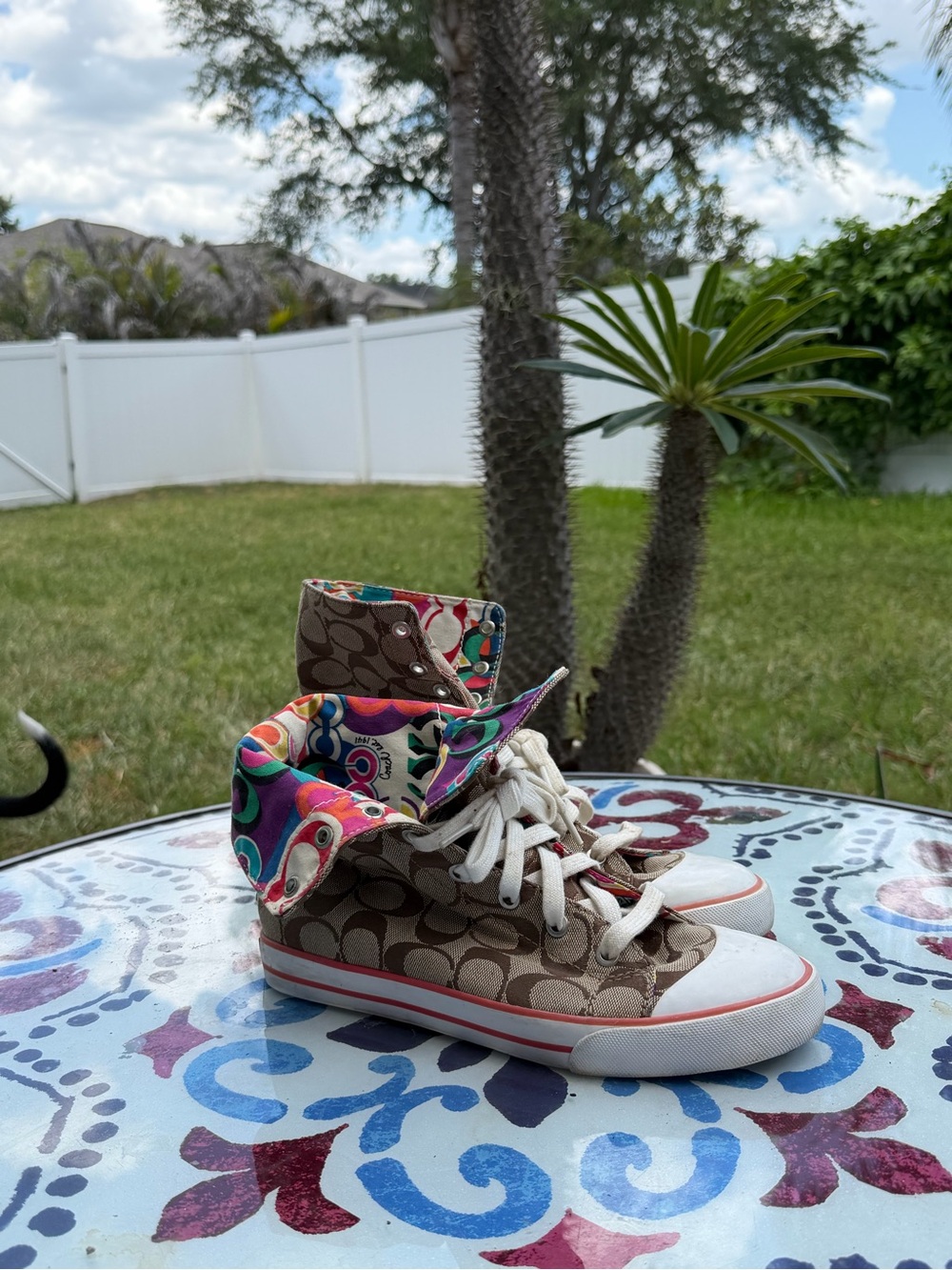 Vintage Coach Bonney Q509 MultiColor Print Women’s Shoes Size 8